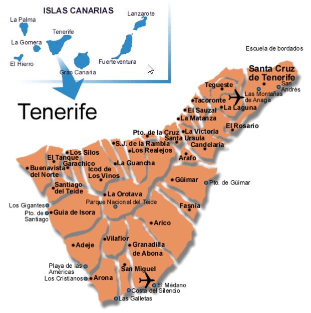 Detailed map of Tenerife island