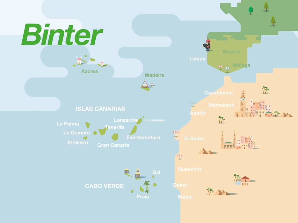 binter canarias route map