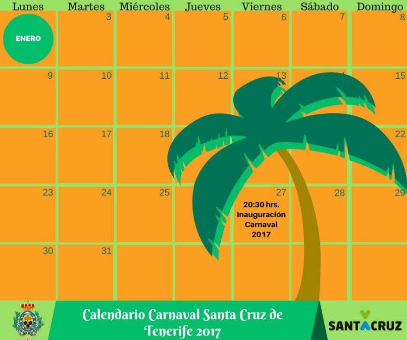 Tenerife Carnival 2017 calendar january