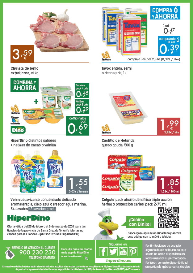 Tenerife prices food drink - HiperDino 23 february - 8 march 2018